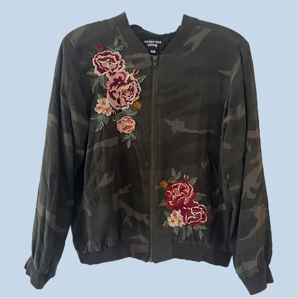Johnny Was Bomber Jacket with Floral Embroidery - Picture 3 of 3